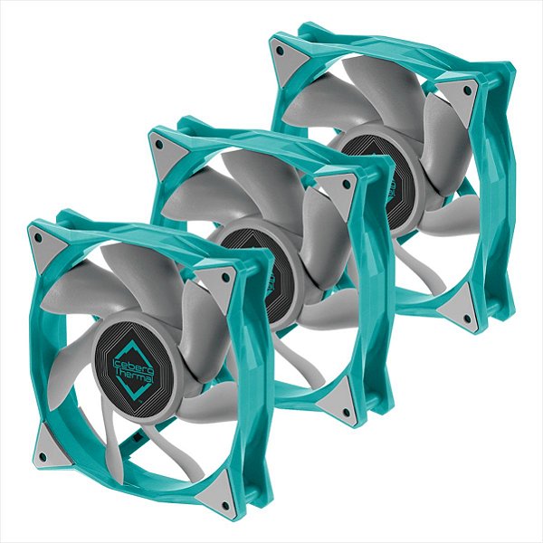 Kit com 3x Cooler FAN Iceberg Thermal IceGale Xtra 120mm Cinza e Azul – ICEGALE12X-A3A