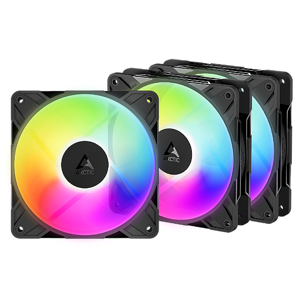 Kit 3x Cooler FAN ARCTIC P12 Pro Reverse A-RGB 120mm Preto, ACFAN00333A