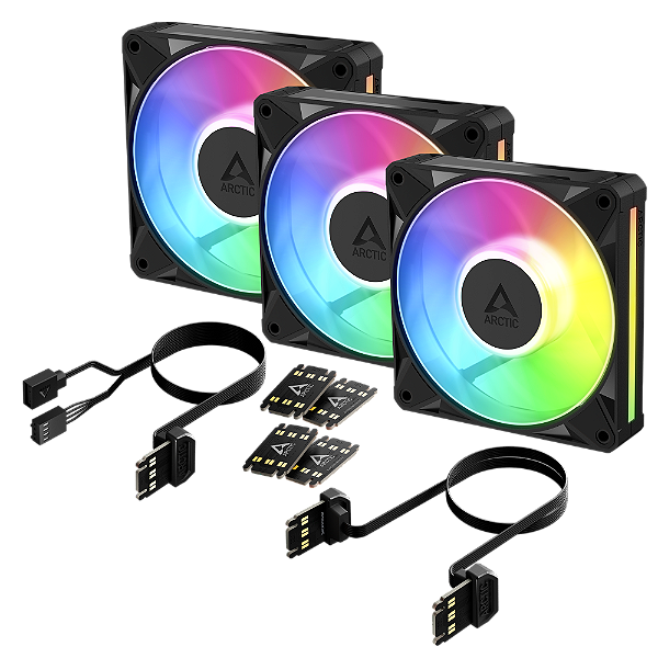 Kit 3x Cooler FAN ARCTIC BioniX P12 A-RGB 120mm Preto, ACFAN00337A