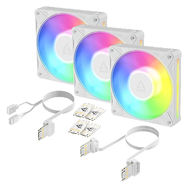 Kit 3x Cooler FAN ARCTIC BioniX P12 A-RGB 120mm Branco, ACFAN00338A