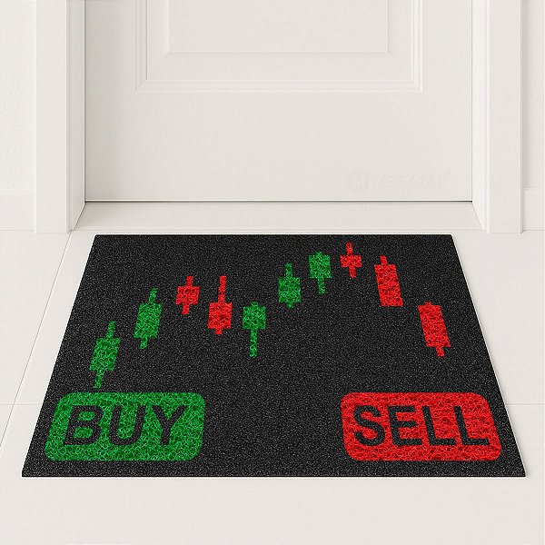 Tapete Capacho Grafico Buy Sell Velas Bolsa de Valores 60x40