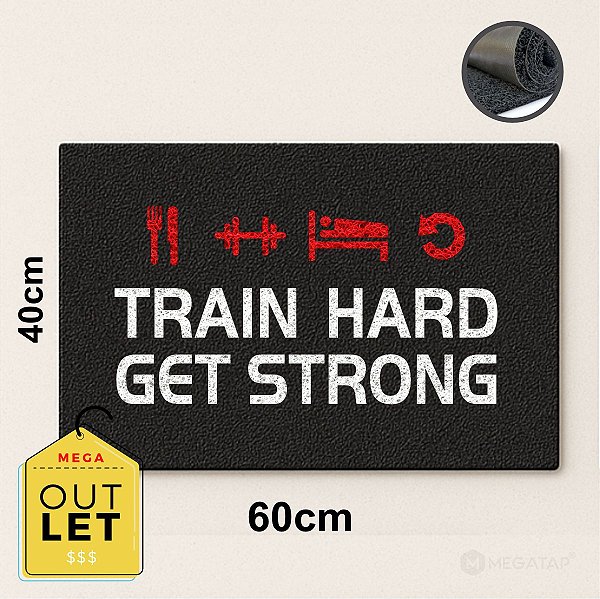 Tapete Capacho TRAIN HARD 60x40 Treino Academia Musculação