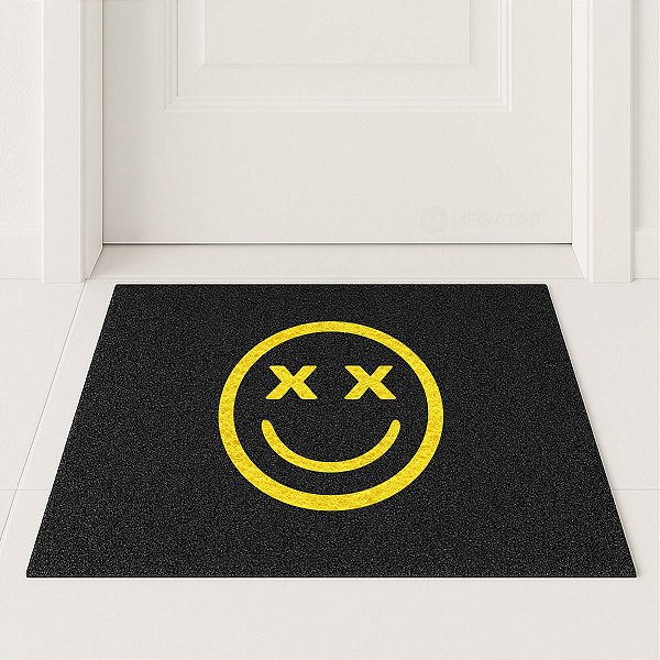 Tapete Capacho Smile Face 60x40 Emoji Olhos XX Eyes Dizzy