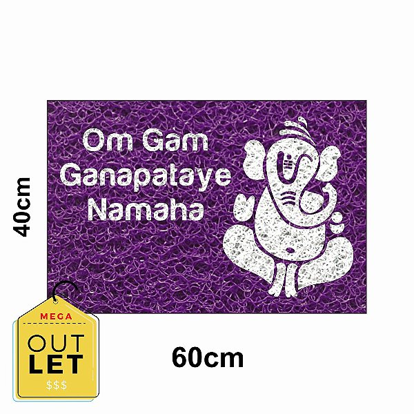 Tapete Capacho Decorativo Ganesha Ganapataye Mantra - ROXO