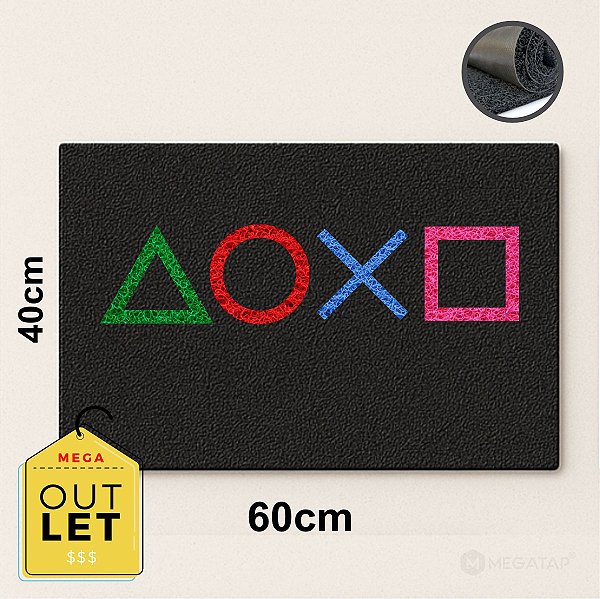 Outlet Tapete Capacho Botoes Controle Play 60x40 - Preto