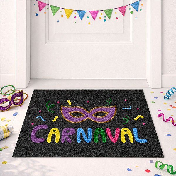 Tapete Capacho Entrada Carnaval 60x40 Folia Confete Bloco