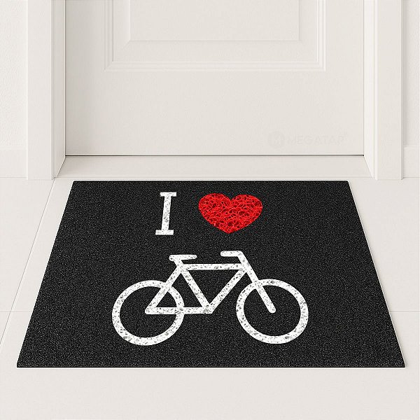 Tapete Capacho Decorativo I Love Bike Entrada Porta