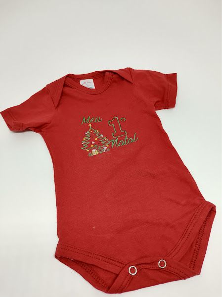 Body Bordado Meu Primeiro Natal para Bebê
