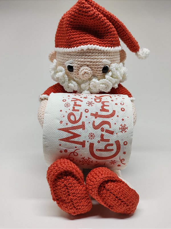 Papai Noel Porta-Papel Higiênico em Crochê