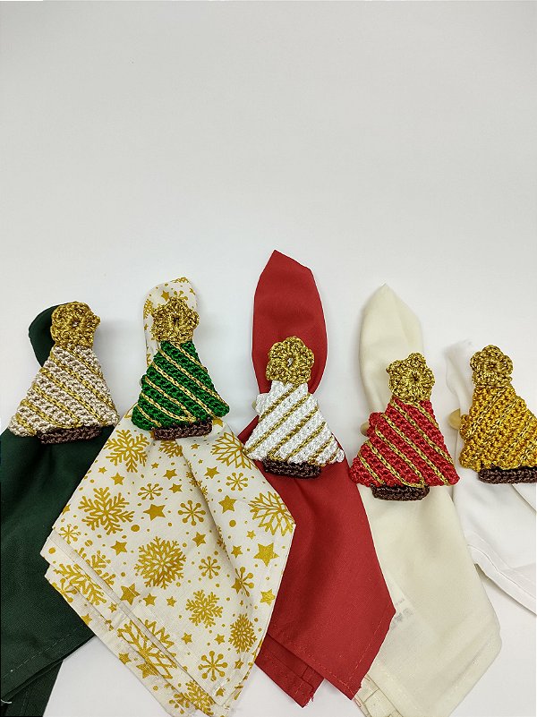 Porta-guardanapo/anél de guardanapo em crochê formato Árvore