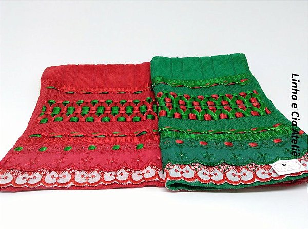 Toalha de lavabo Trançado em Fitas Natal