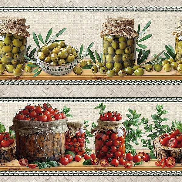 Tricoline Digital Barrado Conserva de Legumes 55cm x 1,50mt