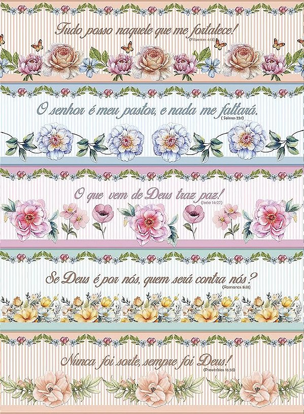 Tricoline Digital Barrado Frases Bíblicas 55cm x 1,50mt