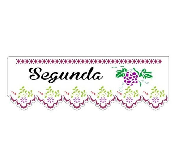 Kit Stencil Barrado Dias da Semana 10cm x 30cm - 7 peças