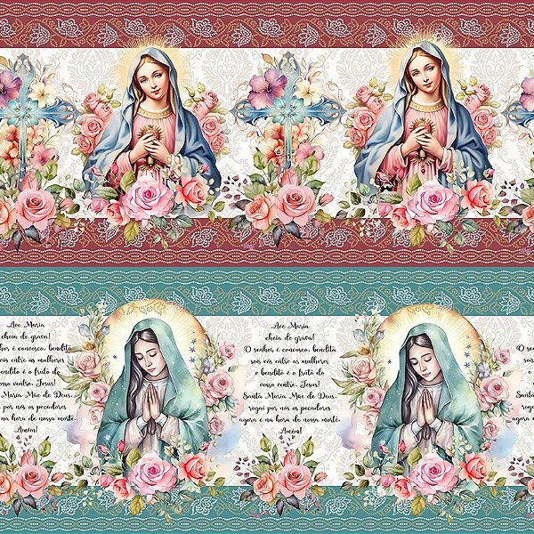 Tricoline Digital Barrado Maria 55cm x 1,50mt