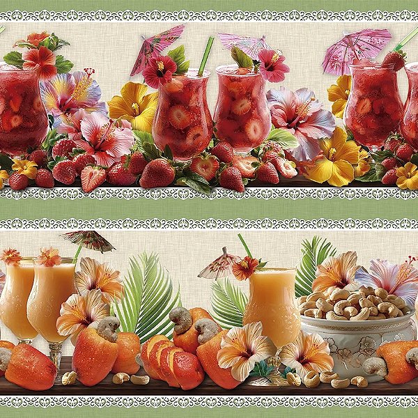 Tricoline Digital Barrado Sucos Tropicais Angel 55cm x 1,50mt