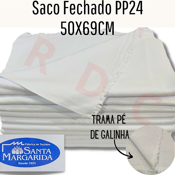 Saco Fechado Alvejado Pé de Galinha PP24 50cmx70cm Santa Margarida