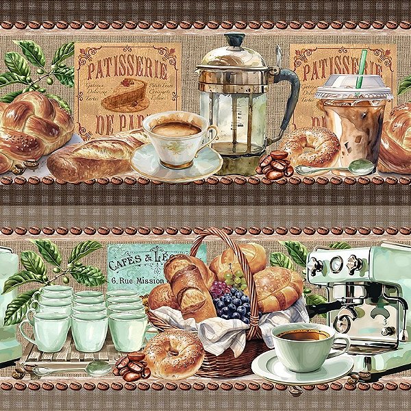 Tricoline Digital Barrado Aroma de Café 55cm x 1,50mt