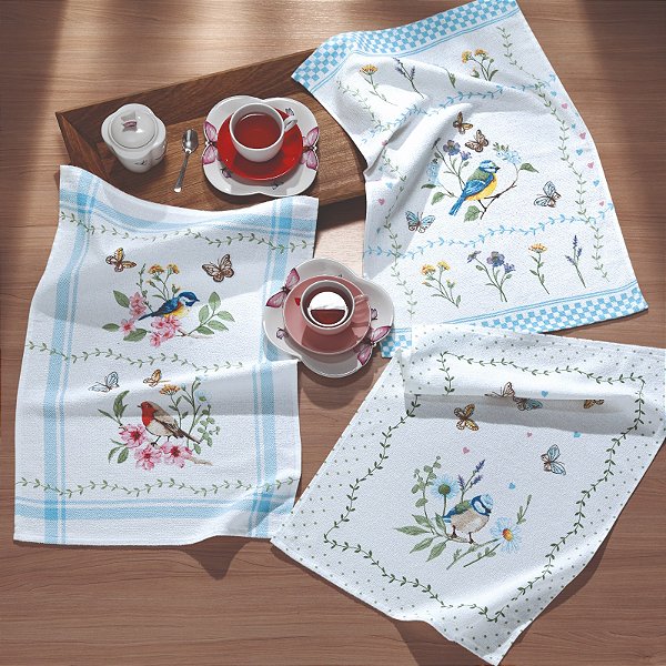 Jogo de Pano de Copa Felpudo Prata Döhler Jardim - 3 Peças