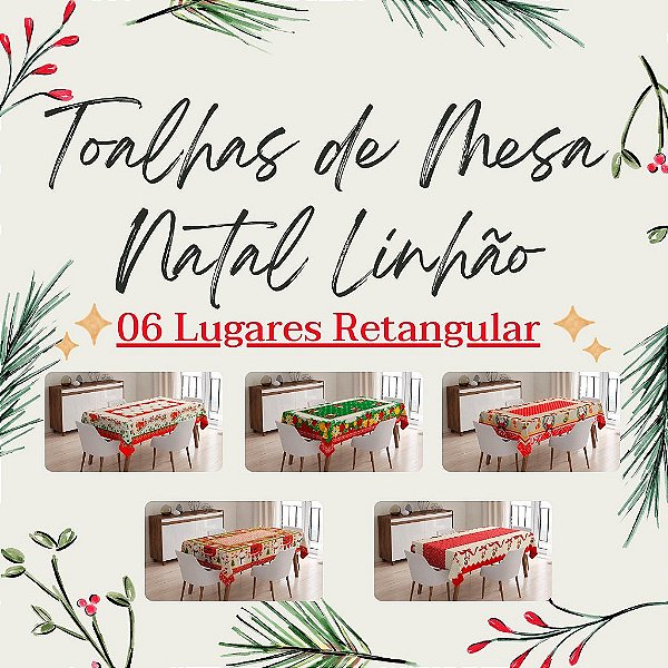 Toalha de Mesa Linhão Natal Retangular 6 lugares 2,10mX1,40m