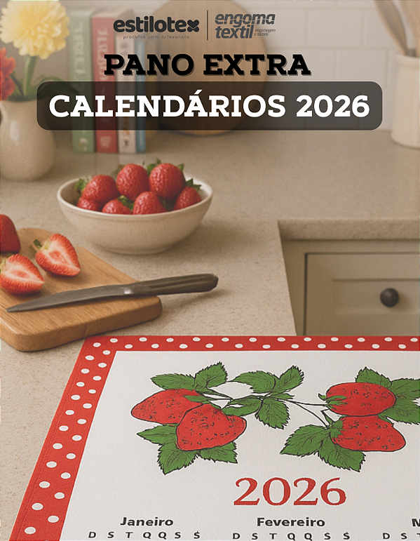 Pano de Prato Calendário 2026 Engomatextil Extra 45x72cm