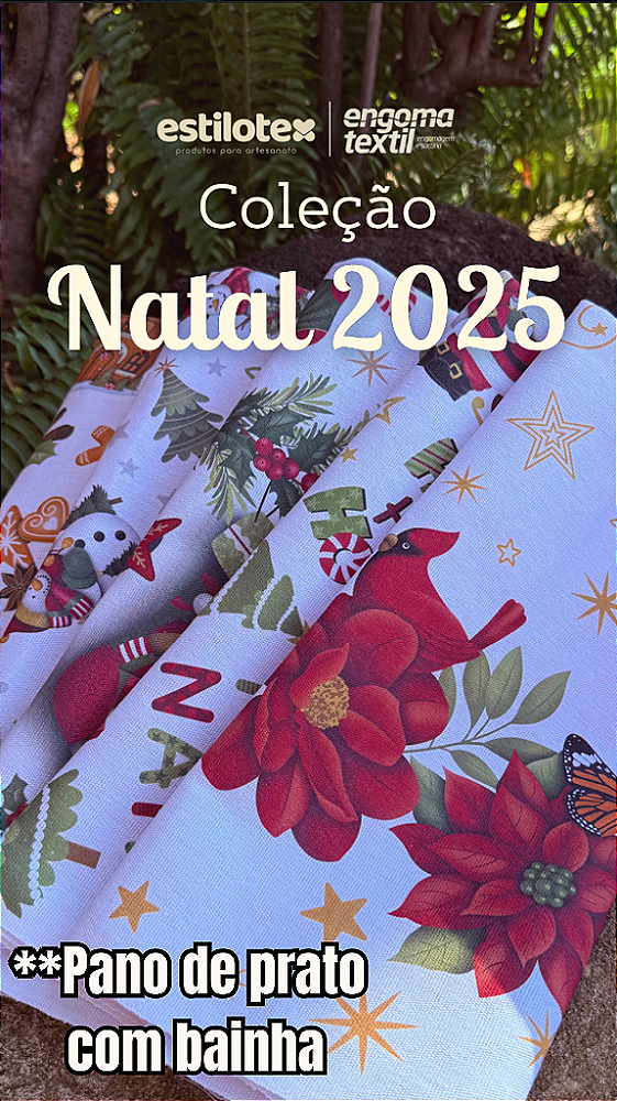 Pano de Prato Extra Estampa Digital Natal 45mX70cm Engomatextil / Estilotex