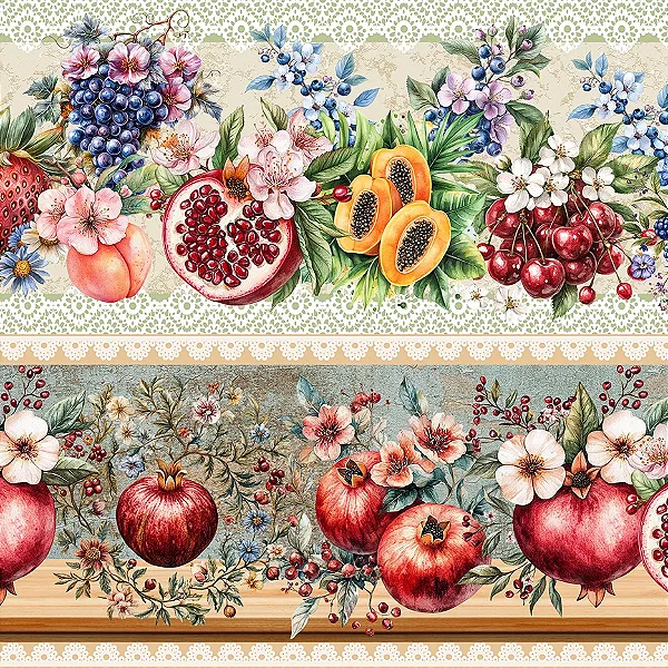 Tricoline Digital Barrado Frutas do Campo 55cm x 1,50mt