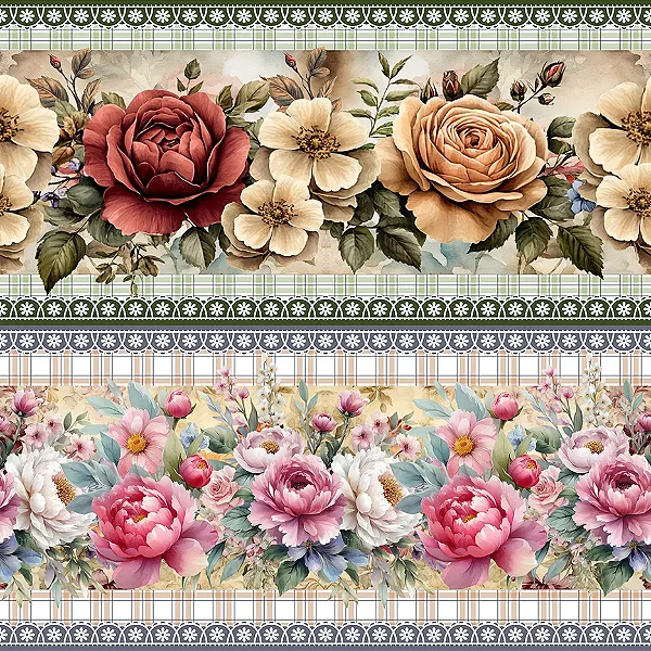 Tricoline Digital Barrado Essência Floral 55cm x 1,50mt