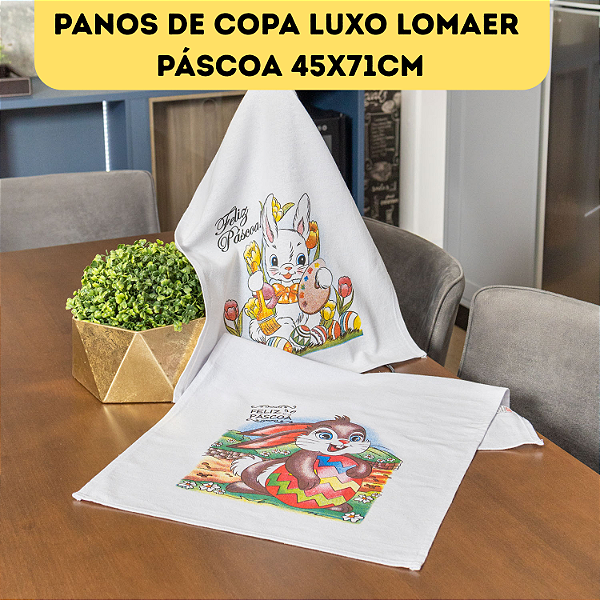 Pano de Copa Luxo Estampado Páscoa 45x71cm Lomaer