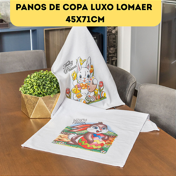 Pano de Copa Luxo Estampado Páscoa 45x71cm Lomaer