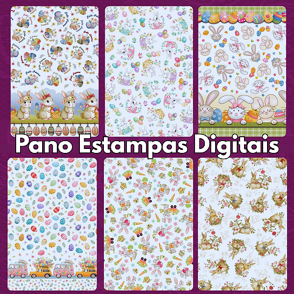 Pano de Prato Extra Estampa Digital Páscoa 50mX75cm Engomatextil / Estilotex