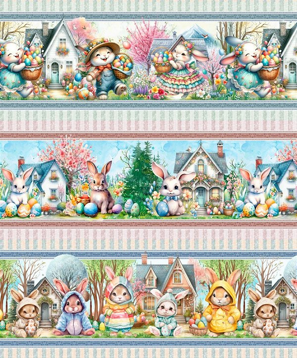 Tricoline Digital Barrado Páscoa 02 55cm x 1,50mt