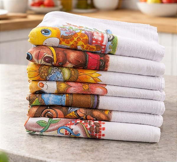 Pano de Prato Estampado Pé de Galinha com Bainha 41x66cm Paty