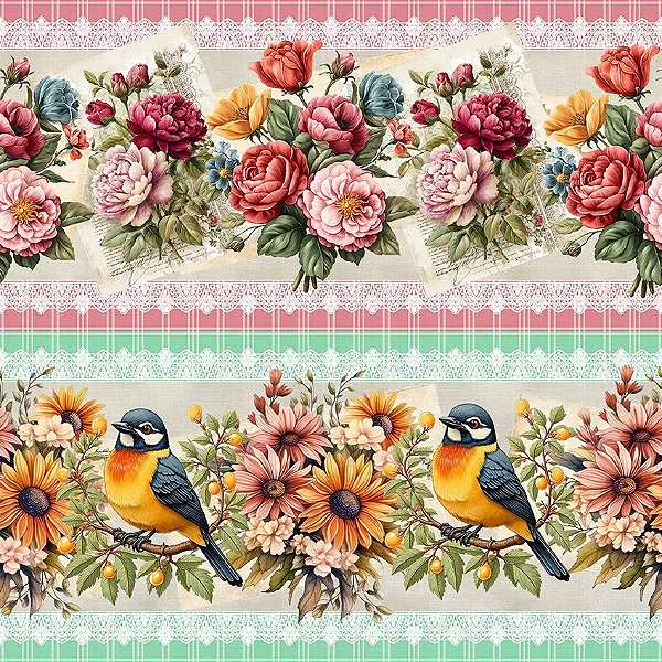 Tricoline Digital Barrado Primavera 55cm x 1,50mt