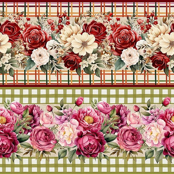 Tricoline Digital Barrado Aroma de Flores 55cm x 1,50mt