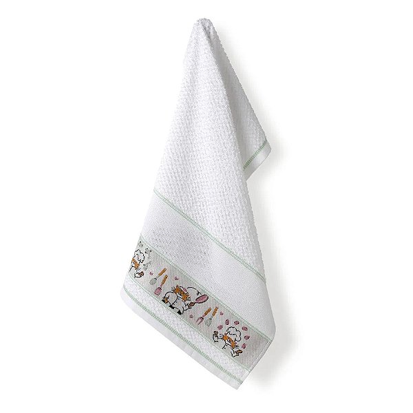 Pano de Copa Felpudo Jacquard Vigo II Liso P/ Bordar Barrado Chefs Gato - Dohler