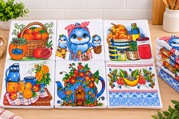 Pano Bainha Estampado 100% Algodão Pé de Galinha 42x65cm