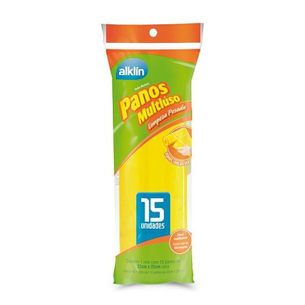 Rolo de Pano Multiuso Alklin com 15 panos Picotados