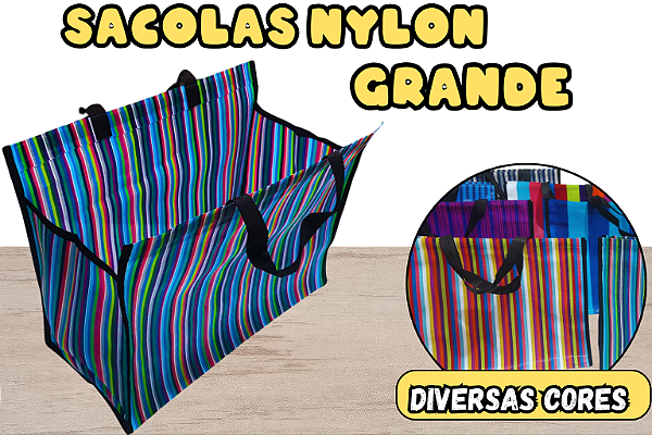 Sacola de Feira Grande Confeccionada em Nylon 01 Peça 45x36x23cm