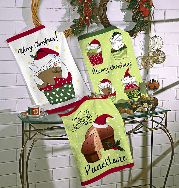 Pano de Copa Felpudo Natal 40X65cm Estampas Sortidas Primore - TEKA