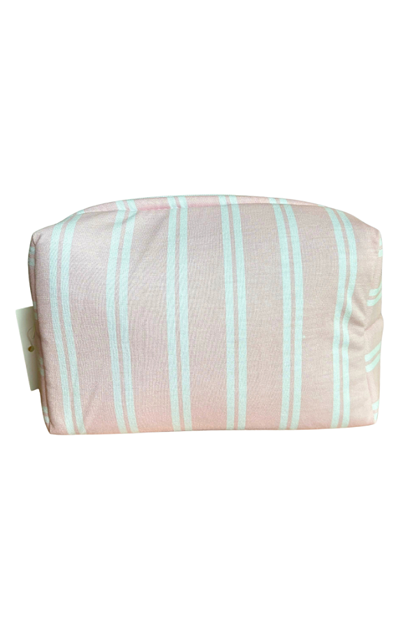 Necessaire acolchoada estampa LISTRA ROSA