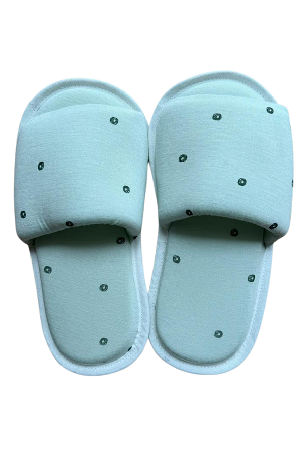 Chinelo (Pantufa) Aberto VERDE POÁ  viscolycra Anna Kock Sleepwear
