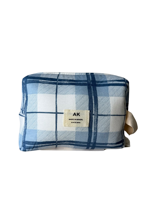 Necessaire acolchoada XADREZ AZUL Anna Kock Sleepwear