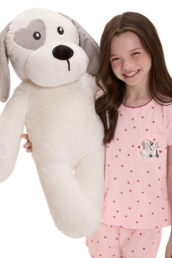 Shortdoll Menina Manga Curta Rosa Mini Corações Cor Com Amor