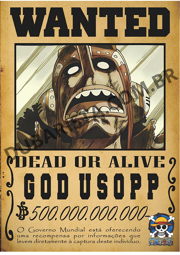 PLACA DECORATIVA  DE MDF TAM: A4 - TEMA: ONE PIECE PROCURADO / GOD USOPP