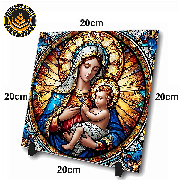 AZULEJO DE CERÃMICA - MÃE DE JESUS - 20X20 COM SUPORTE (você pode mandar sua arte)