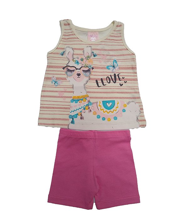 Conjunto Bebê Menina Lhama Llove - Kely&Kety