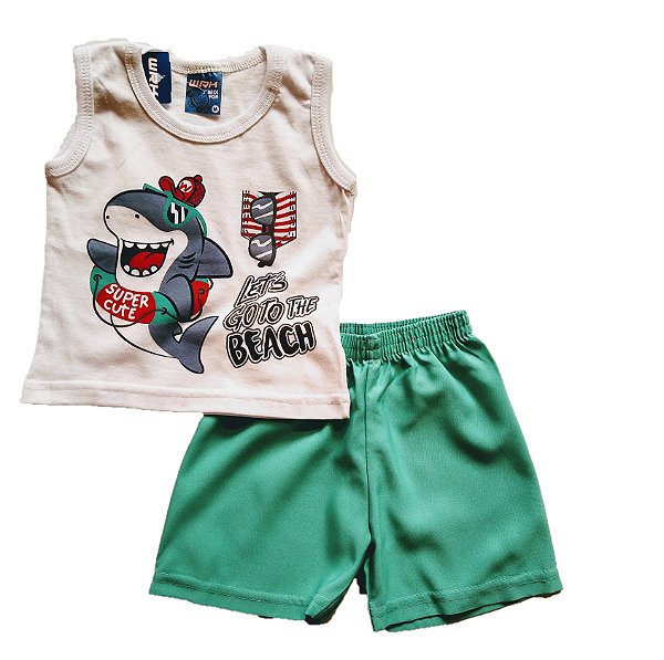 Conjunto Bebê/infantil Menino Lets Goto The Beach Branco - WRK