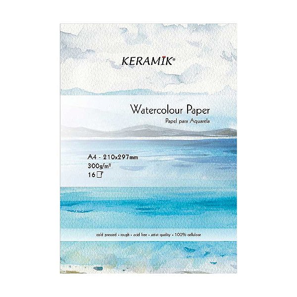 Papel Aquarela Keramik A4 16 Folhas 300g