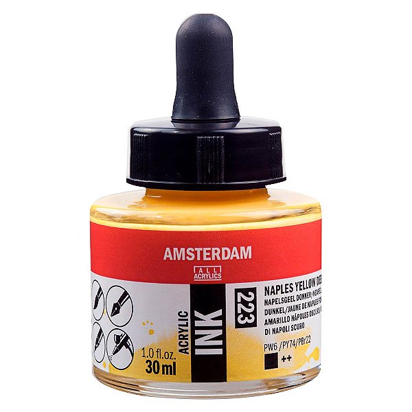 Tinta Acrílica Líquida Amsterdam Ink Naples Yellow Deep 223 30ml